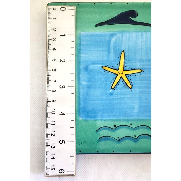 TRIVET/HOT PLATE-Decorative Tile-Hand Painted-Green Blue-Ocean-Tropical-Fish - Picture 6 of 6